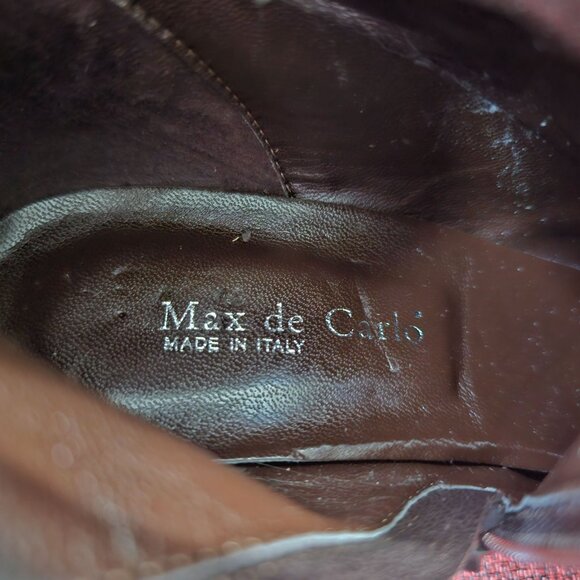 Max De Carlo Italian Knee-High Boots 7B Brown Suede & Leather Croc Embossed - Picture 4 of 11